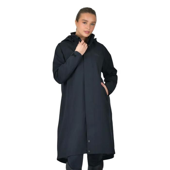 Veste imperméable équitation à capuche femme Weatherbeeta longline - black