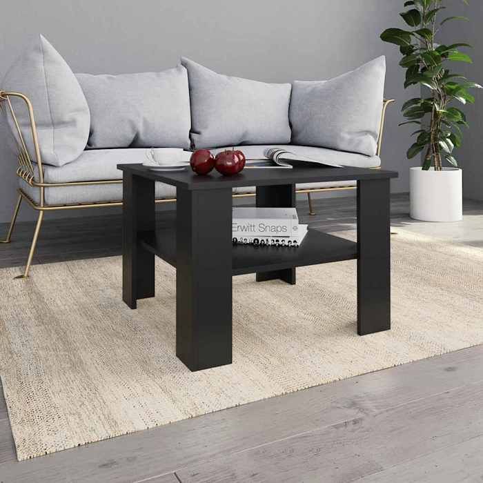Top Table basse JILI - Table Salon Noir 60x60 Table basse Noir 60x60x42cm - Bois d’ingénierie ABHT 8609164
