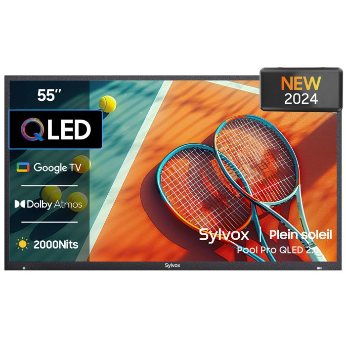 TV extérieure SYLVOX Pool Pro 2.0 55 4K UHD 2000 nits IP55 étanche