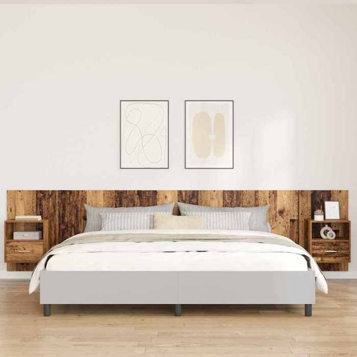 (ON SALE)Accessoire de lit - Armoire Tête de Lit - Tête de lit - avec armoire 3 pcs Bois Ancien Bois dingénierie @FR8218291