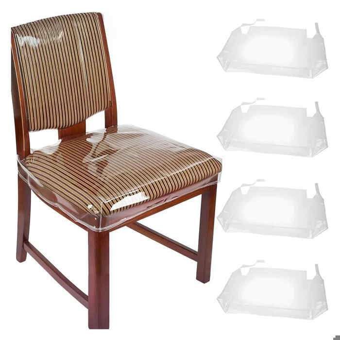 Lot de 4 housses de chaise transparentes en PVC protections pour chaises de salle à manger durables résistantes aux taches