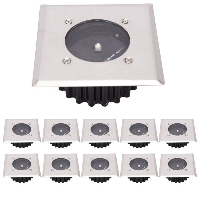 Lot de 10 lampes solaires LED encastrées au sol éclairage extérieur lampadaires étanches IP65 (blanc froid)