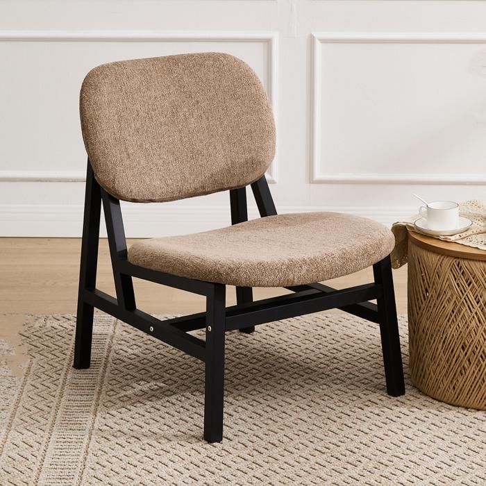 DAYALANE Chaise dAppoint en Chenille Chaise de Loisir Rembourrée Petit Fauteuil Scandinave en Bois pour Chambre Salon Marron