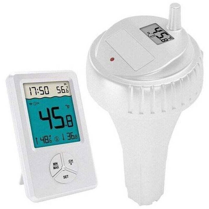 Thermomètre de piscine flottant sans fil thermomètre intérieur extérieur pour piscine spa bains à remous et étangs blanc