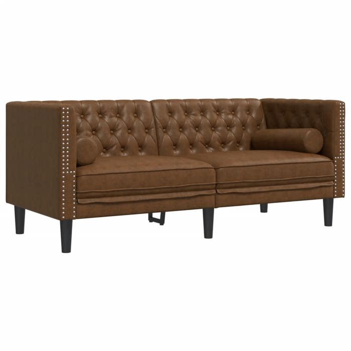 Canapé moderne CHIC Sofa Chesterfield - Lit de salon - avec traversins 2 places - similicuir daim 174x74.5x70.5 cm SS1962