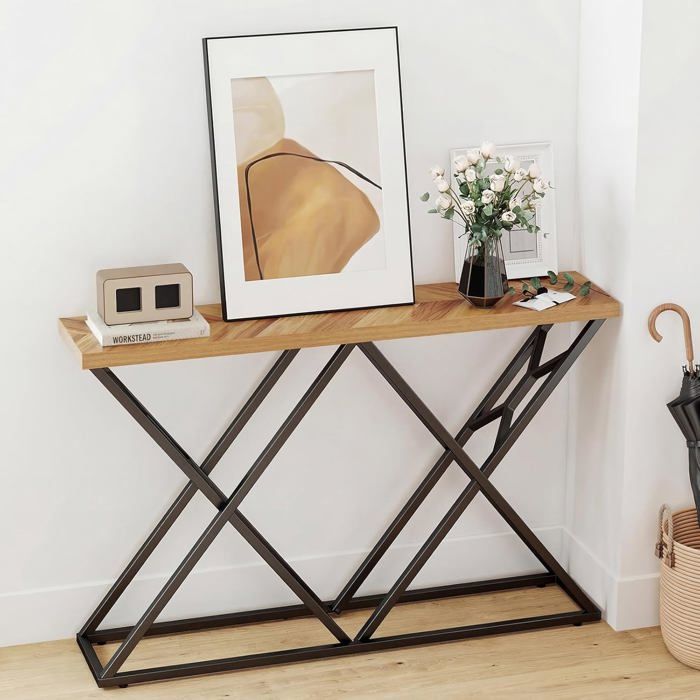 Console dEntrée COSTWAY - Style Industriel en Bois et Métal 40 x 29 5 x 90 cm (L x l x H) pour Salon et Couloi Console dEntrée COSTWAY - Style Industriel en Bois et Métal 40 x 29 5 x 90 cm (L x l x H) pour Salon et Couloi