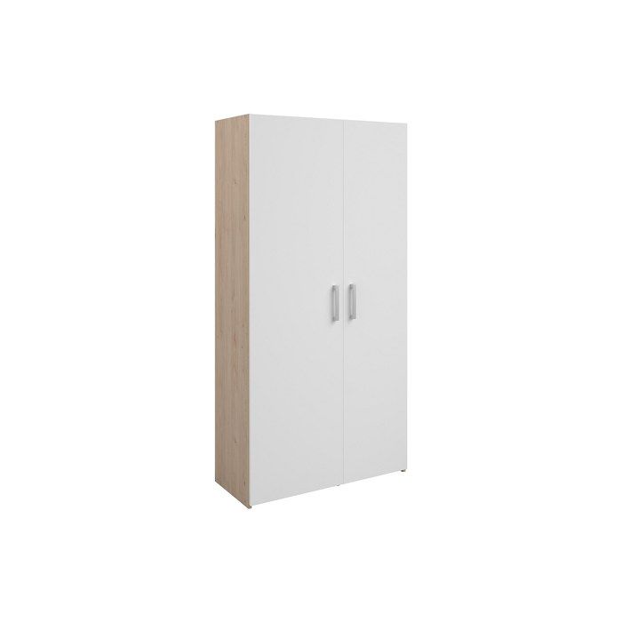 Rangement de buanderie – Naturel clair et blanc – L92 x H184 cm – ERKANO Rangement de buanderie – Naturel clair et blanc – L92 x H184 cm – ERKANO