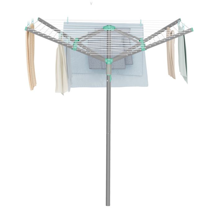 Étendoir Parapluie Pliable avec Housse et Pinces Jardin Corde de Linge 50 m Aargent