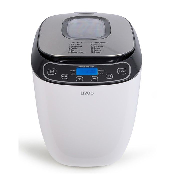 Machine à pain - LIVOO - 550W - Cuve aluminium antiadhésive - 12 programmes - 700/900 g