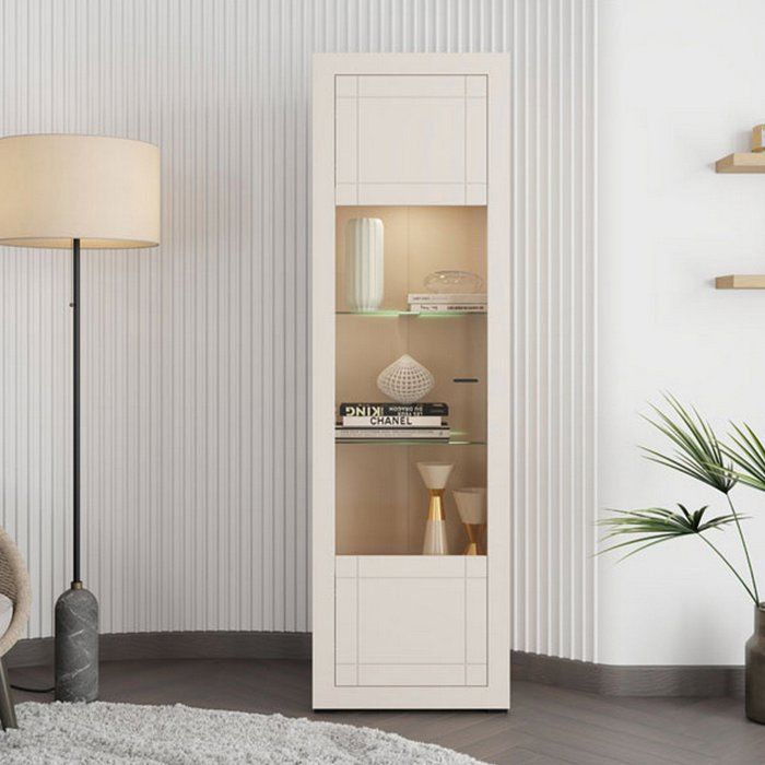 Vitrine Palena Dmora en bois noble Beige 58x35x194h cm Vitrine Palena Dmora en bois noble Beige 58x35x194h cm