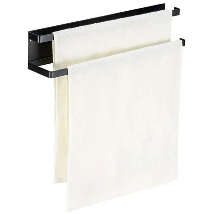 Porte-serviettes Magnétique en Acier au Carbone Sans Perçage pour Salle de Bain Cuisine Réfrigérateur 40*8*8cm