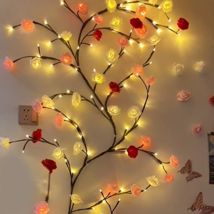 Lampe murale LED avec motif de rosace – 8 niveaux de luminosité – Lampe décorative en forme de vigne – Éclairage intérieur pour ch