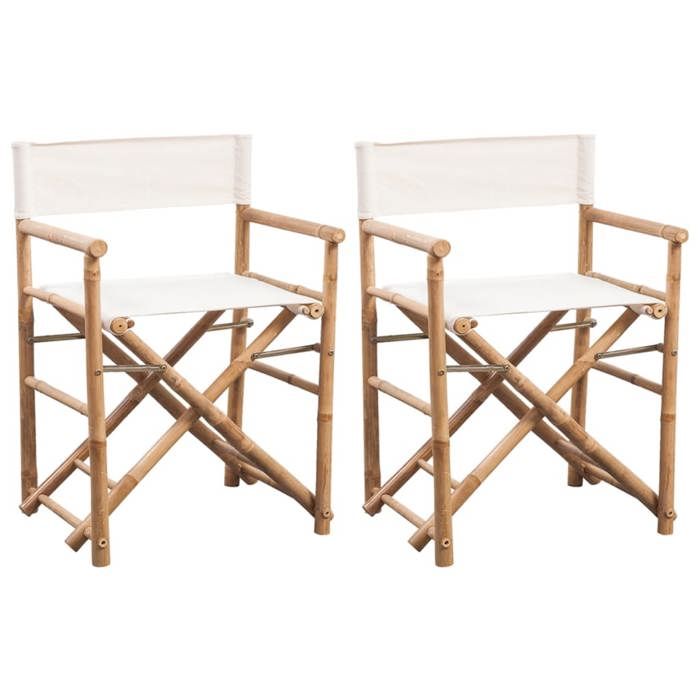 Brun Meuble dextérieur - JILLES® (1 pcs) Chaise pliable lot de 2 Bambou et toile 58x48x89cm MEU8710693014003