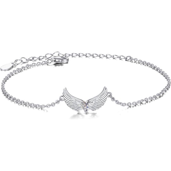 Bracelet Ailes DAnge En Argent Sterling 925-Protection-Ailes DAnge-Cadeau Pour Femme Et Fille18+5CmArgent Sterling[PP342]