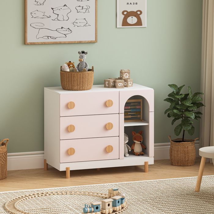 Commode enfant Vaarentaa 79 x 41 x 66 cm blanc rose Commode enfant Vaarentaa 79 x 41 x 66 cm blanc rose