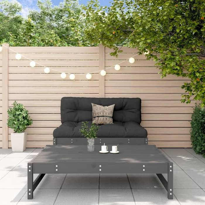 Gris Salon de jardin 2 pcs gris bois massif de pin - Siège de balcon LV67407