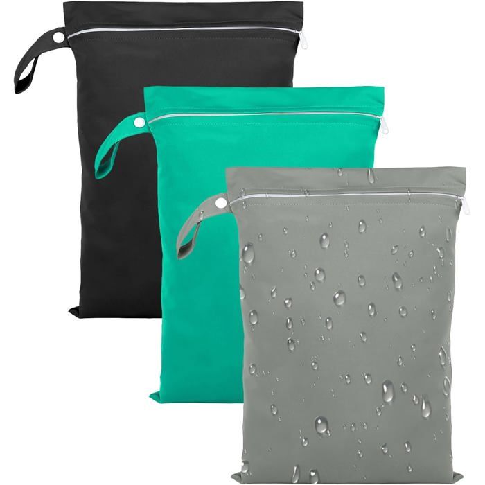 3pcs Sac Imperméable 40 x 30 cm Sac Étanche pour Natation Serviettes de Plage Couches(Gris vert noir) Poche Étanche