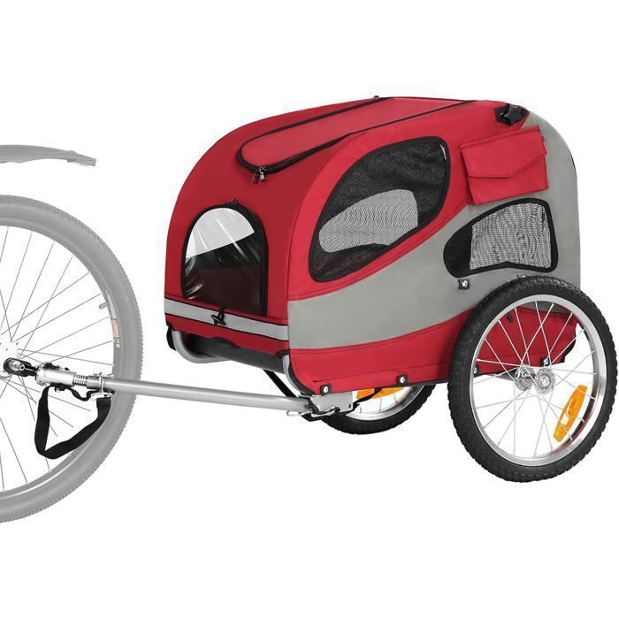 Remorque Vélo pour Chien Pliable - Réflecteurs de Sécurité Sac de Rangement Intérieur Rembourré et Laisses - Jusquà 30 kg