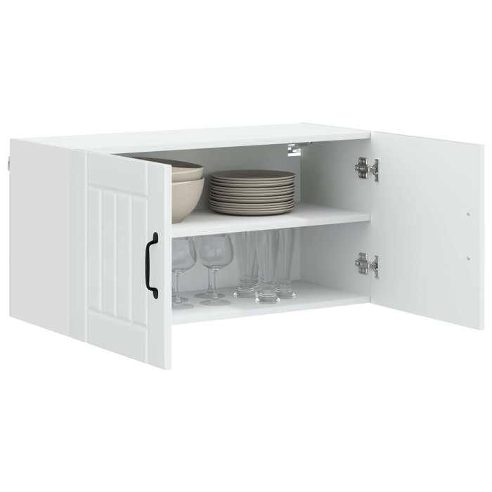 Meuble haut de cuisine - Blanc - Meuble mural LUCCA - Blanc brillant - 80 x 31 x 40 cm(7645)