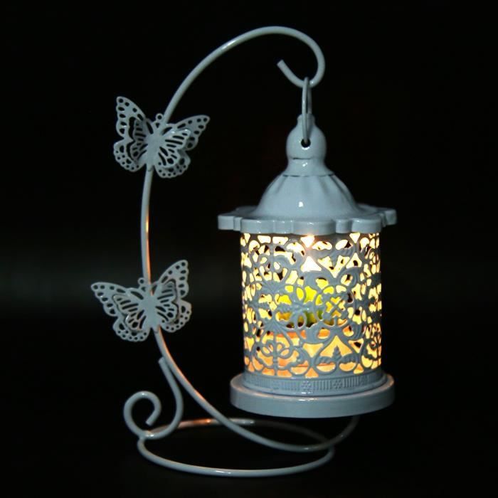 Lanterne à Bougie Suspendue En Fer – Style Vintage – Dimensions 18 X 16 X 16 Cm – Déco Table, Mariage, Ambiance – Pour Bougie Chauffe-plat Ou LED - 7