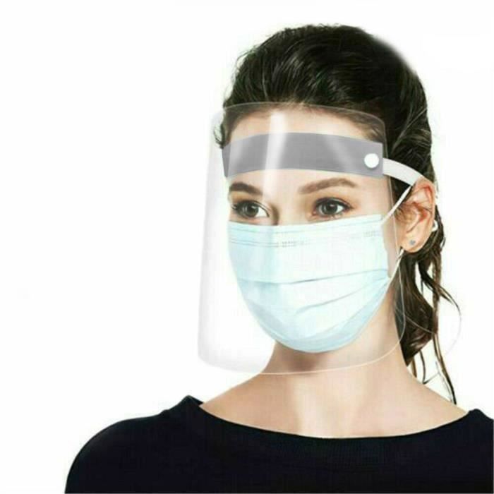 Visières de Protection pour Le Visage 1Pcs Masque en Plastique léger et  réglable pour éviter salive Gouttes Pollen et la Poussière