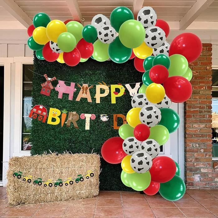 Ferme Anniversaire Decoration Animaux Theme Party Decoration Vache Ballons Guirlande Arc Kit Deco Tracteur Banniere Happy Birthday B Cdiscount Maison