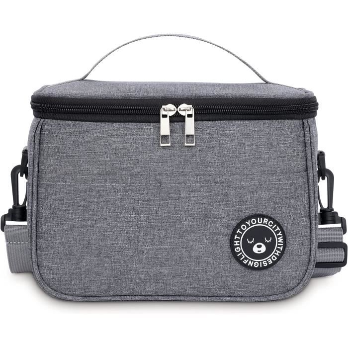 2 Sacs Isothermes Repas 4L - Tissu Oxford + Feuille Aluminium, Imperméables - Pour Bureau, école, Pique-nique - Noir/gris