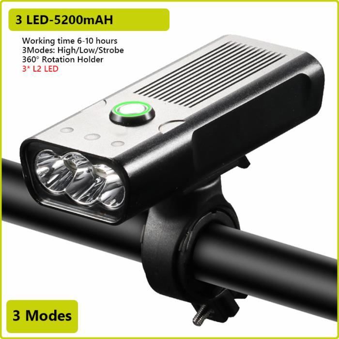 Akozon Lumière de vélo à LED Phare de vélo rotatif USB Rechargeable 85