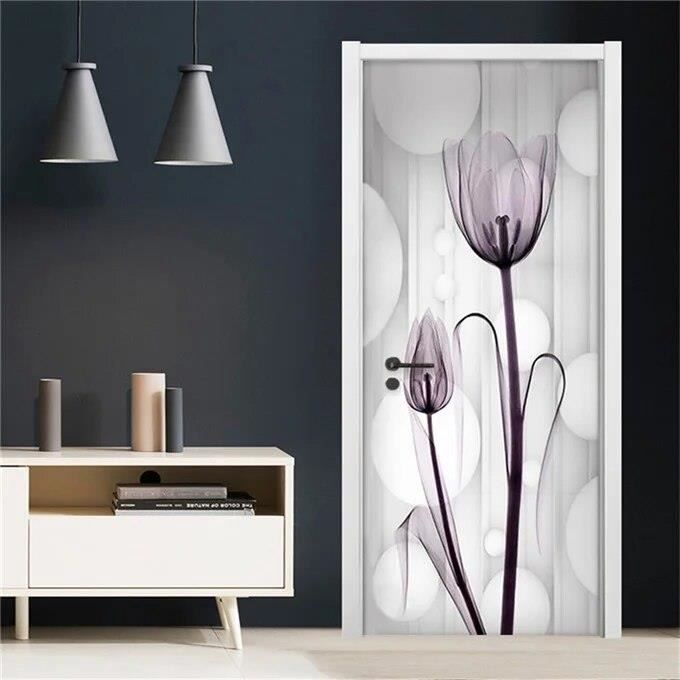 Arbre Floral De L'espace Autocollant Porte Affiche 3D Pour Cuisine Chambre Salle De Bain Auto Adhesif Amovible Murale Decoration 77x200cm 99140518