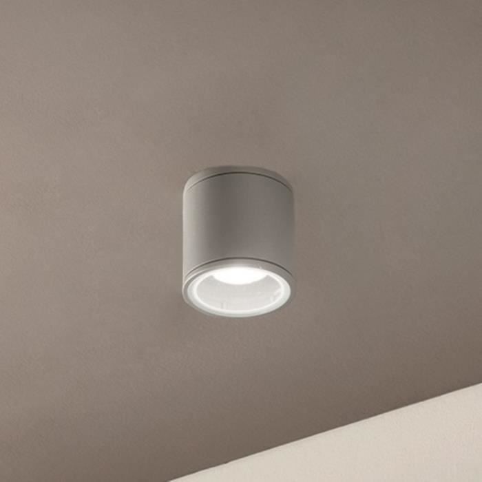 Plafonnier dextérieur JUBO en aluminium Argenté avec diffuseur en verre