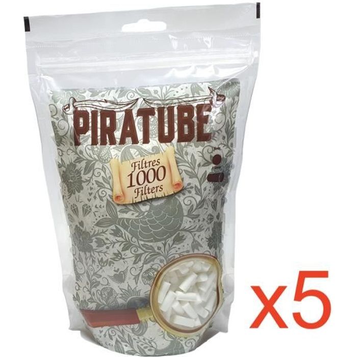 filtres pour cigarettes Lot 5 sachets Filtres Cigarettes 1000 Piratube | Filtre pour Rouler | Total  5000 FILTRES