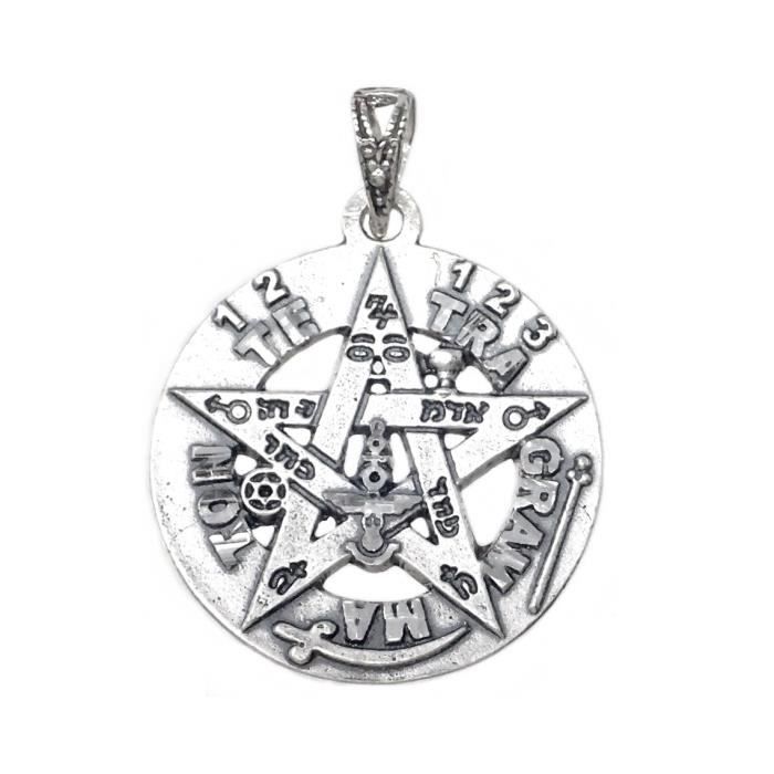 Pendentif Loi sur largent 925m Tetragramatón 21mm. Amulto Protection ésotérique Lisa Retour