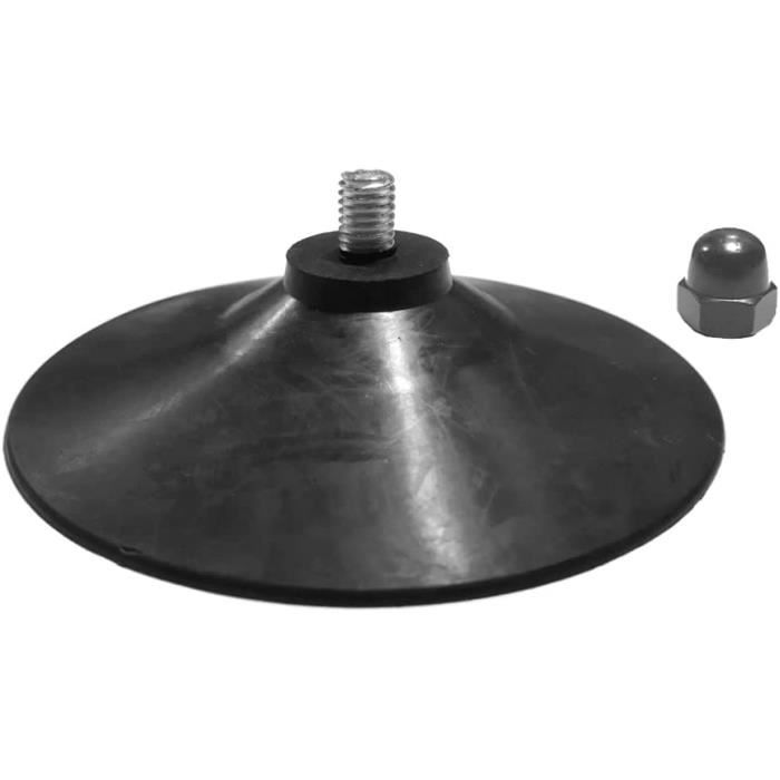 4 Ventouses à Vis M8 Caoutchouc Noir - Diamètre 10 Cm, Pour Fixation Solide