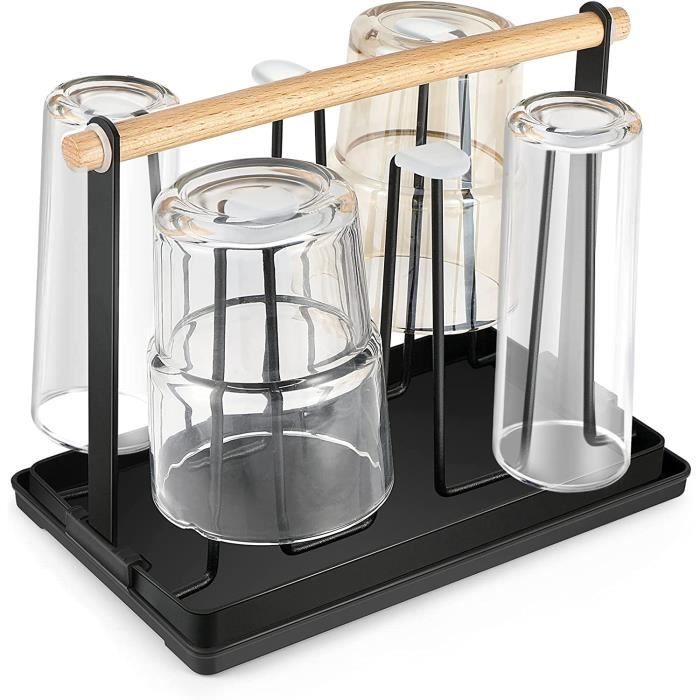 Porte-mugs Et égouttoir à Bouteilles Avec Brosse - Support Métal Noir Gain De Place Pour Tasses, Verres, Biberons