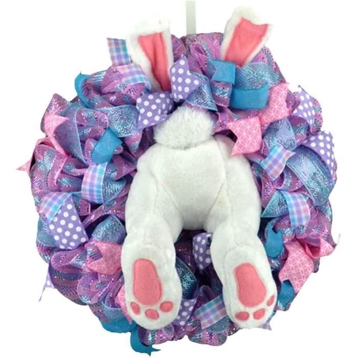 Couronne De Pâques Pearl Avec Lapin - Suspension Décorative 20 Cm (Neuve)
