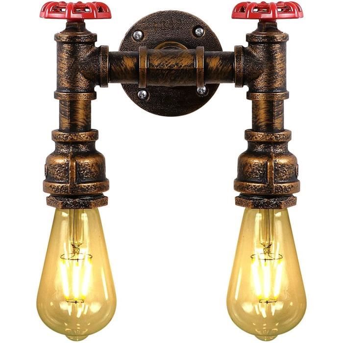 Applique Murale Vintage Style Industriel - Finition Rouille - Ampoule E27 Non Incluse - Pour Intérieur/extérieur - 38x25x15.5 Cm