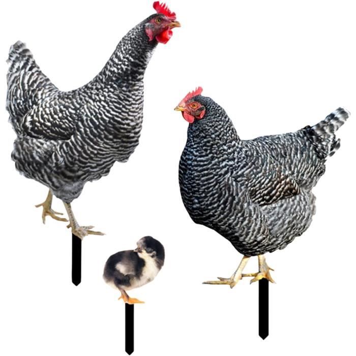 Statues De Jardin 3 Pièces Poulet Piquets Réaliste Poulet Famille
