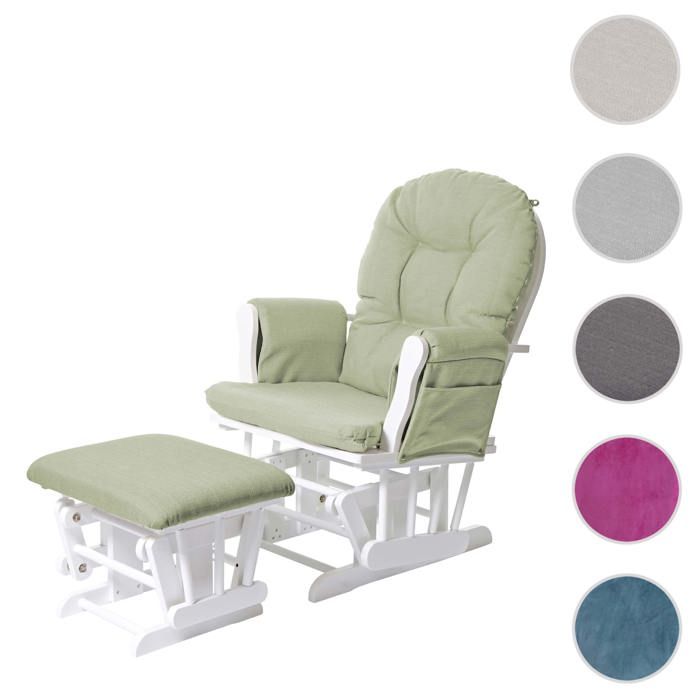 MCW Fauteuil relax MCW-C76 tissu vert clair monture blanche MCW Fauteuil relax MCW-C76 tissu vert clair monture blanche