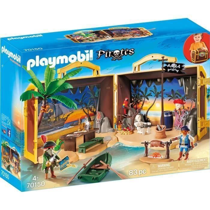Jeu de construction - PLAYMOBIL - 70150 - Coffre des pirates transportable - 2 pirates inclus - 25x14x22 5 cm