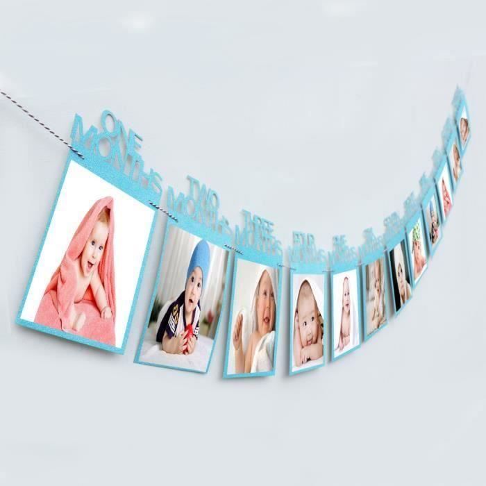 Anniversaire Guirlande De Banderoles Bebe Photo Banniere Bebe 1 12 Mois Photo Prop Party Bunting Decor Epaissi Kraft Carte P My Cdiscount Maison