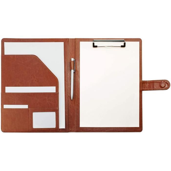 Porte-documents A4 Alassio Savona - Simili Cuir Noir, Avec Bloc-notes Et Passant Stylo - 8