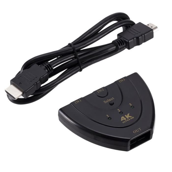 Commutateur HDMI 3 Entrées 1 Sortie KOZWAY - Sélecteur Mini 1080P Pour HDTV