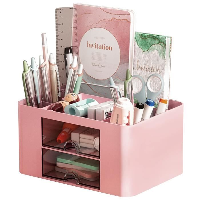 Organisateur De Bureau En Bambou - 5 Compartiments - Rangement Multifonction Pour Télécommandes, Stylos, Pinceaux