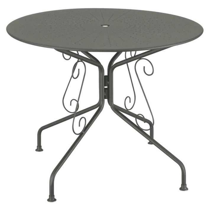 Table de jardin en acier ronde romantique diamètre 95cm AGATHA Gris