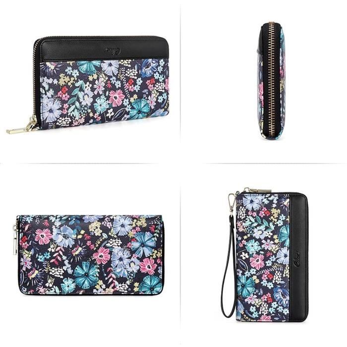 Portefeuille Femme RRANCharltu Grande Capacité - Cuir PU, 12 Emplacements Cartes, Porte-Monnaie Intégré