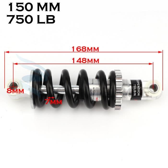 Amortisseur De Suspension Arrière 125mm 750lb - Aluminium Léger Pour Scooters Pliants Et Vélos Électriques (Noir)