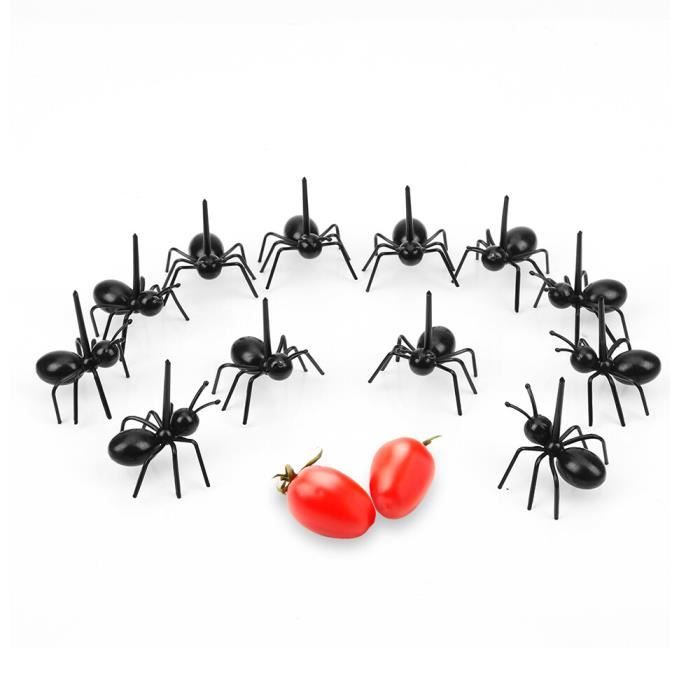 XiXiRan 24 Fourchettes à Fruits Fourmis - Plastique Alimentaire, Cure-Dents Décoratifs