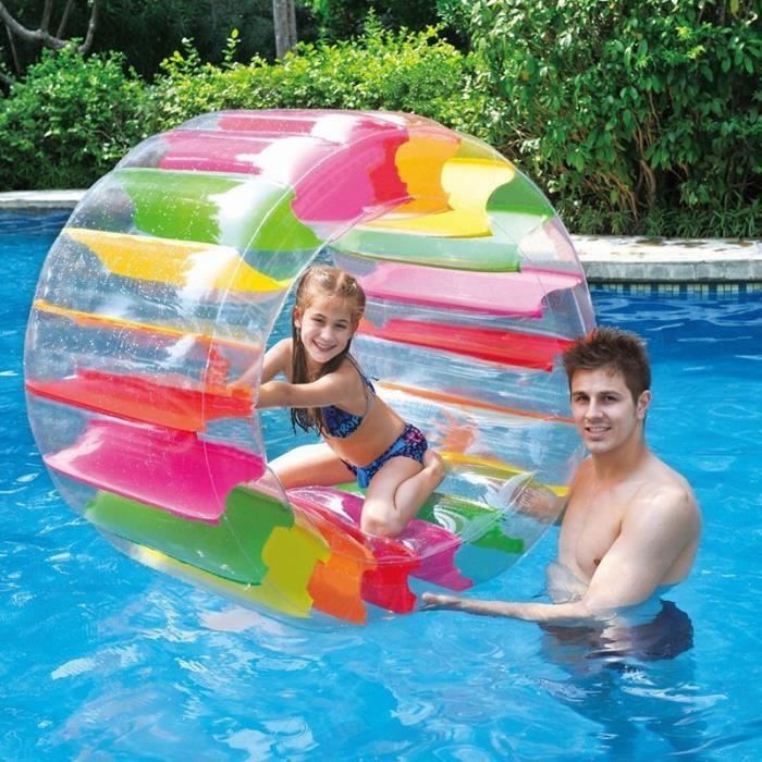 Roue à Eau Gonflable AONAT 120cm - Jouet Piscine Géant Pour Enfants Et Adultes - Arc-en-Ciel