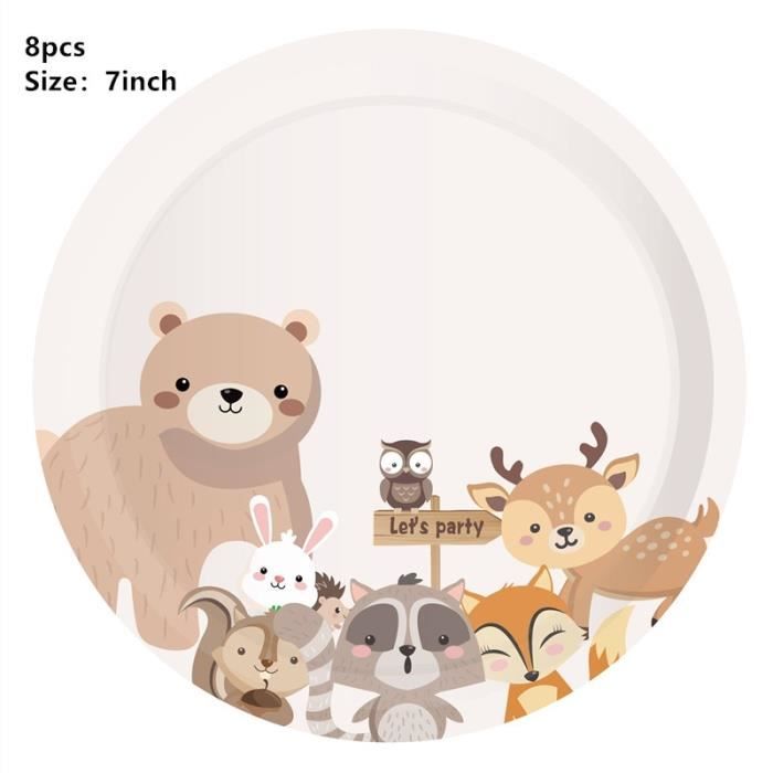 Decoration De Fete Oein Bois Animaux Fete Jungle Safari Fete D Anniversaire Decor Foret Jungle Animal Foret 7inch Plate 8pcs B Cdiscount Maison