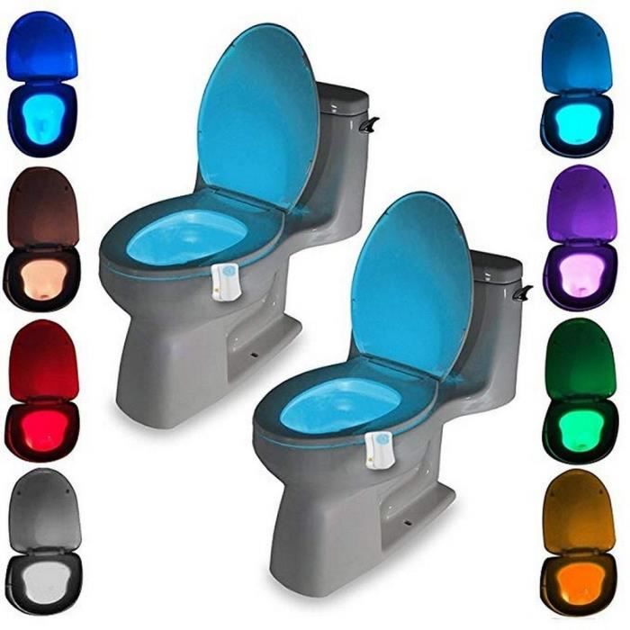 Lampe de Toilette LED Veilleuse Capteur Détecteur PIR 8 Changement de Lampe de Toilette LED Veilleuse Capteur Détecteur PIR 8 Changement de
